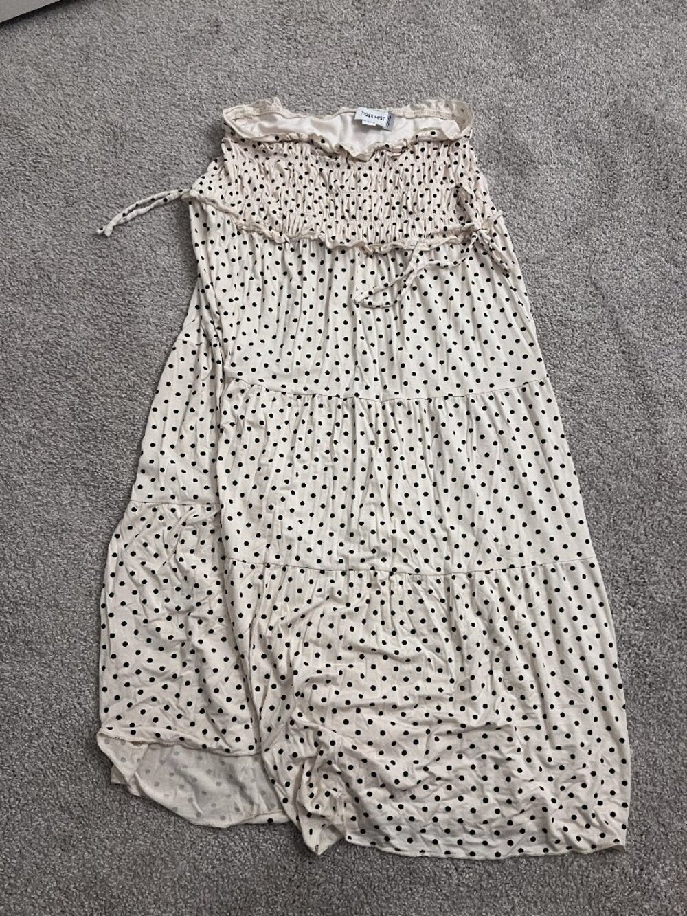 Tiger Mist Polka Dot Smocked Tiered Maxi Skirt in Cream - Size M